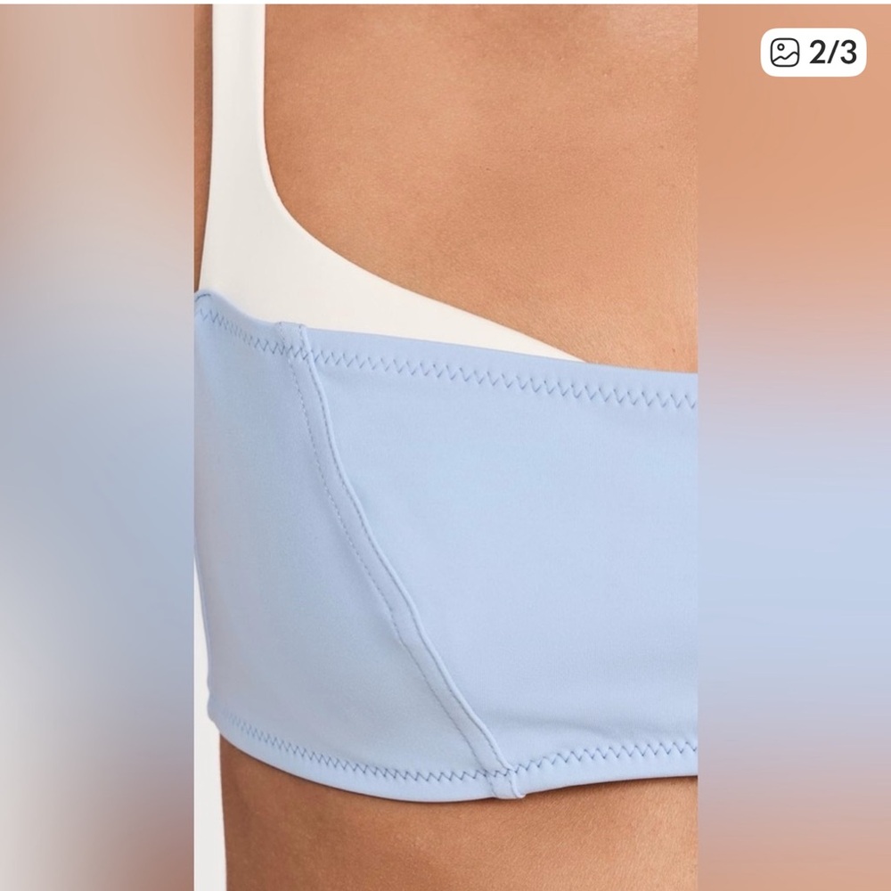 Reformation Light Blue and Cream Bikini Top - Picture 2 of 3